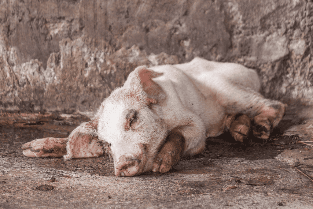 do pigs get sick from eating raw meat